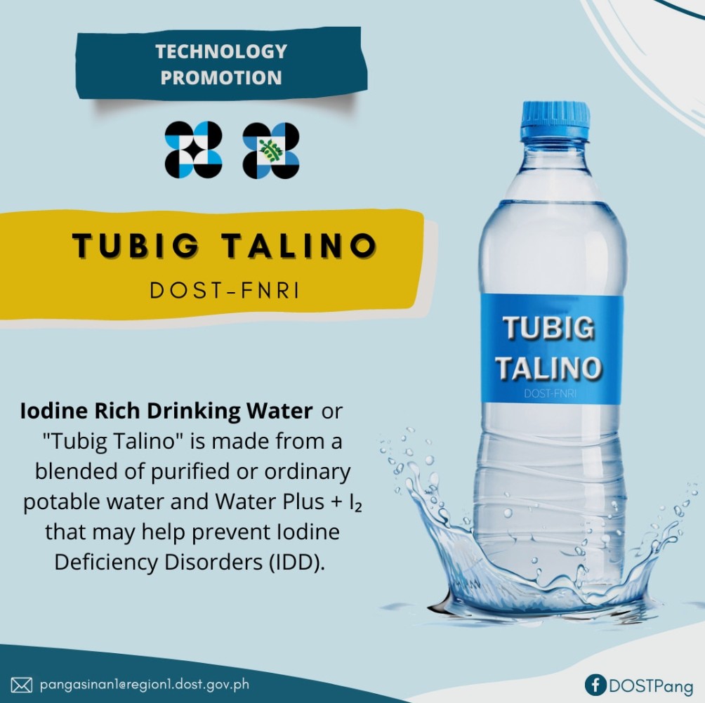 Tubig Talino infographic by DOST-FNRI promoting iodine-rich drinking water to help prevent iodine deficiency