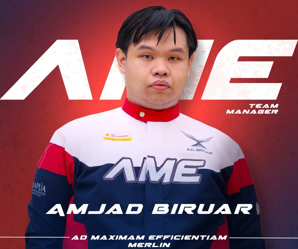 Amjad Biruar, team manager of AME Merlin from Mapua Mindanao, at the Shell Eco-Marathon 2026.