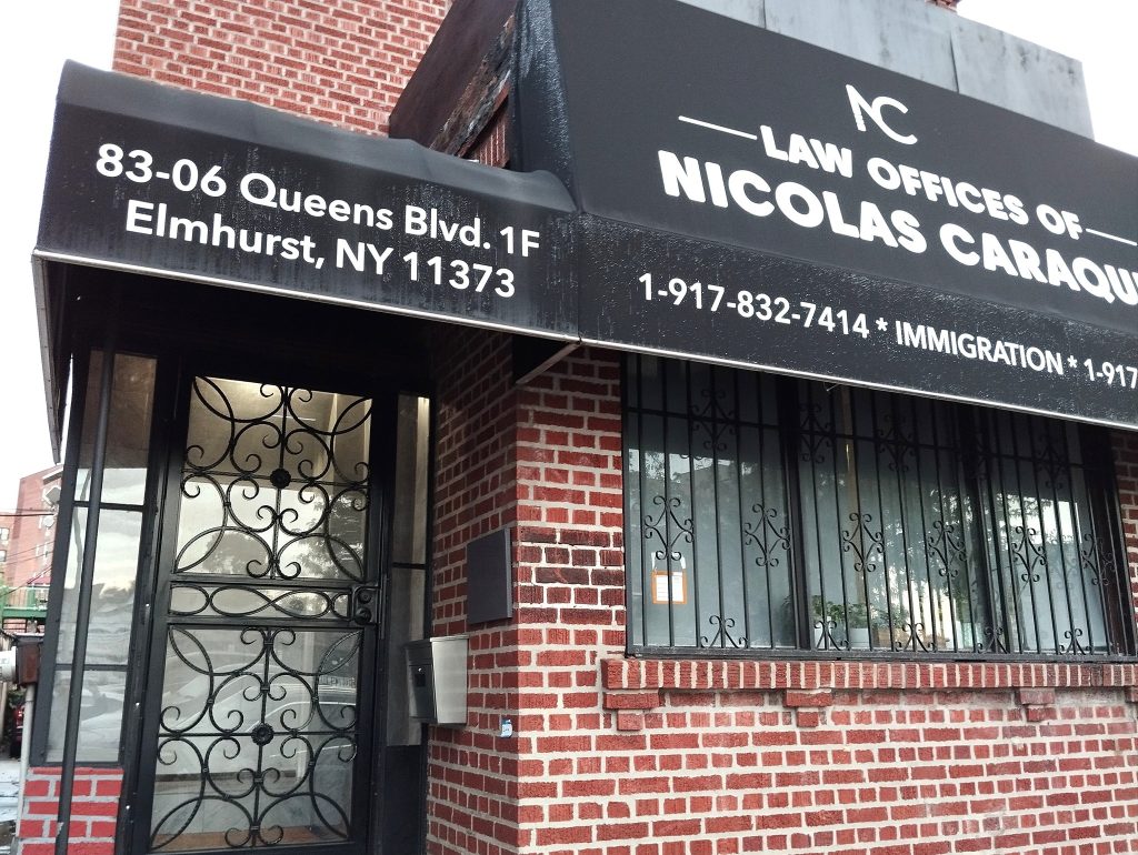 Exterior view of Atty. Nicolas M. Caraquel’s immigration law office located in New York City.