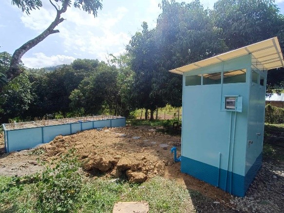 Control structure and treatment area of the DOST Davao wastewater treatment facility at the Maa Slaughterhouse