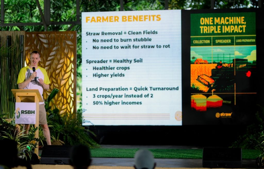 Dr. Craig Jamieson delivers a lecture on sustainable farming and rice straw management