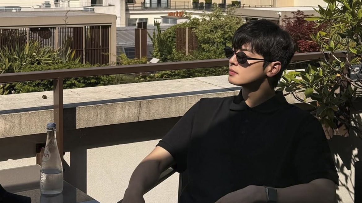 South Korean actor and K-pop star Cha Eun-Woo in a casual outdoor setting