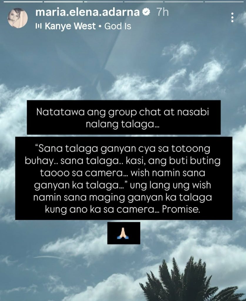 Screenshot of Ellen Adarna cryptic message shared on Instagram Stories