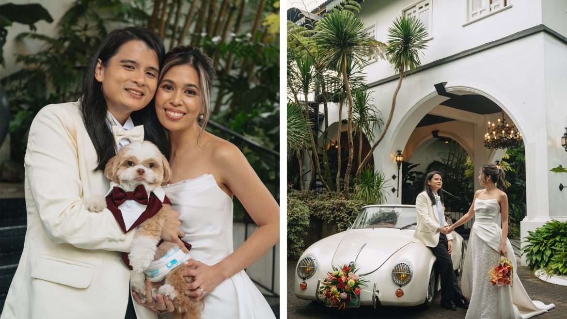 Paolo Guico and Maria Rachel pose together on their wedding day during an intimate private ceremony