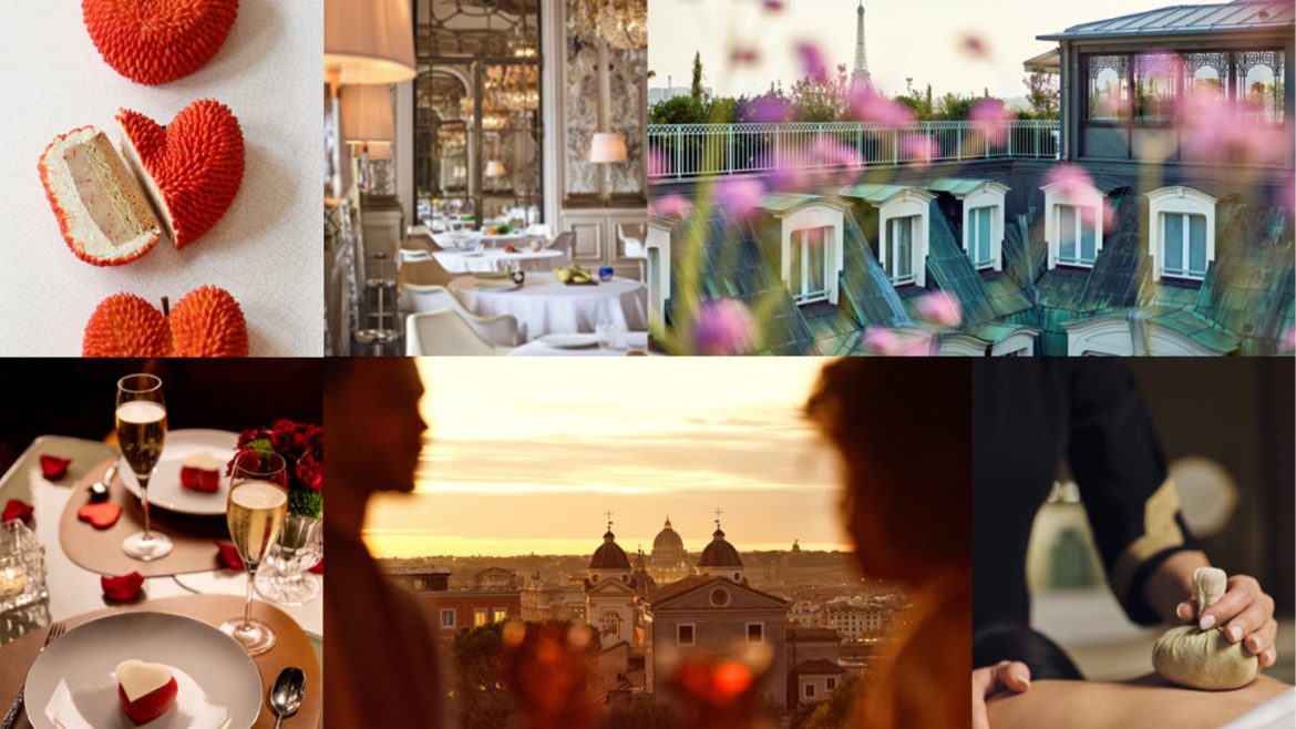 Valentine’s Day dessert at Dorchester Collection Paris featuring elegant pastry presentation