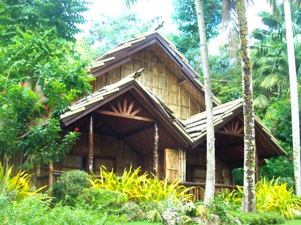Traditional bamboo house built using sustainable bamboo materials