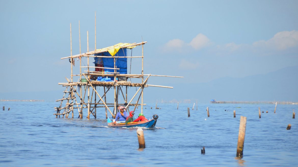 Fishing structures at sea showing the fishing industry’s role in food production