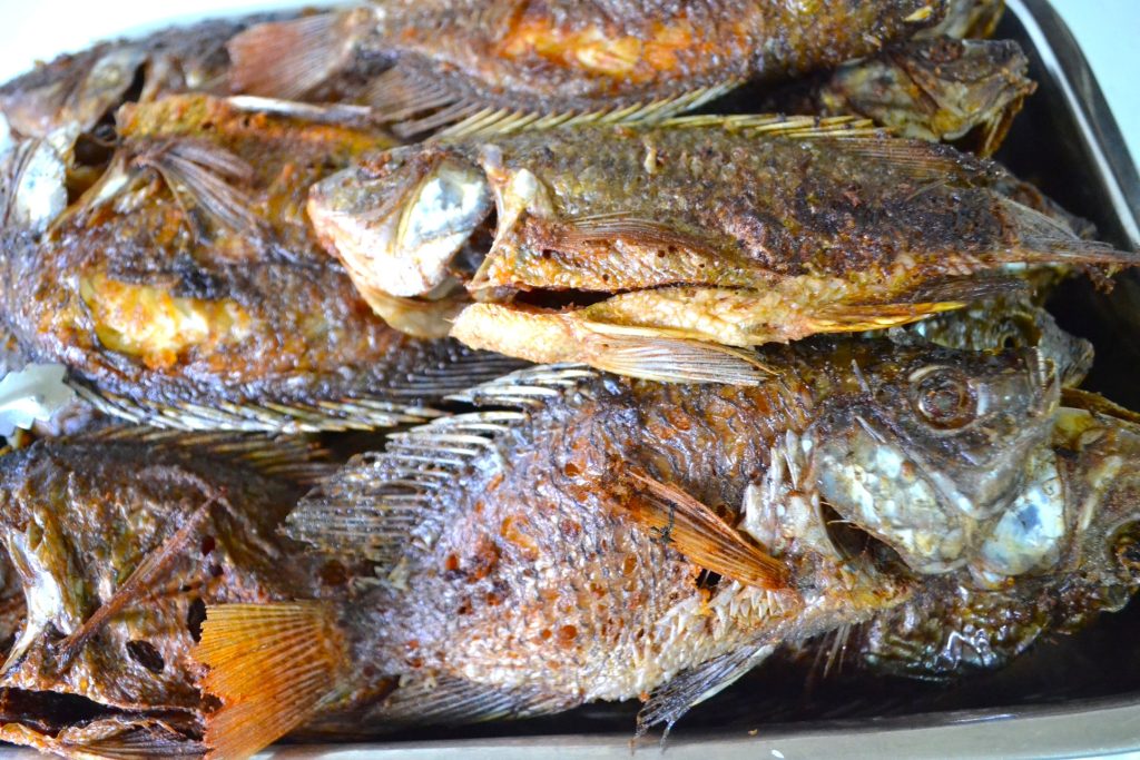Fried tilapia served as a popular Filipino food dish