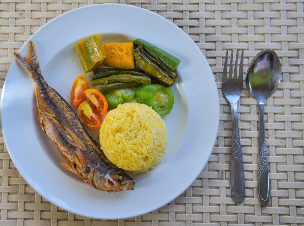 Cooked golden rice served as a ready-to-eat meal