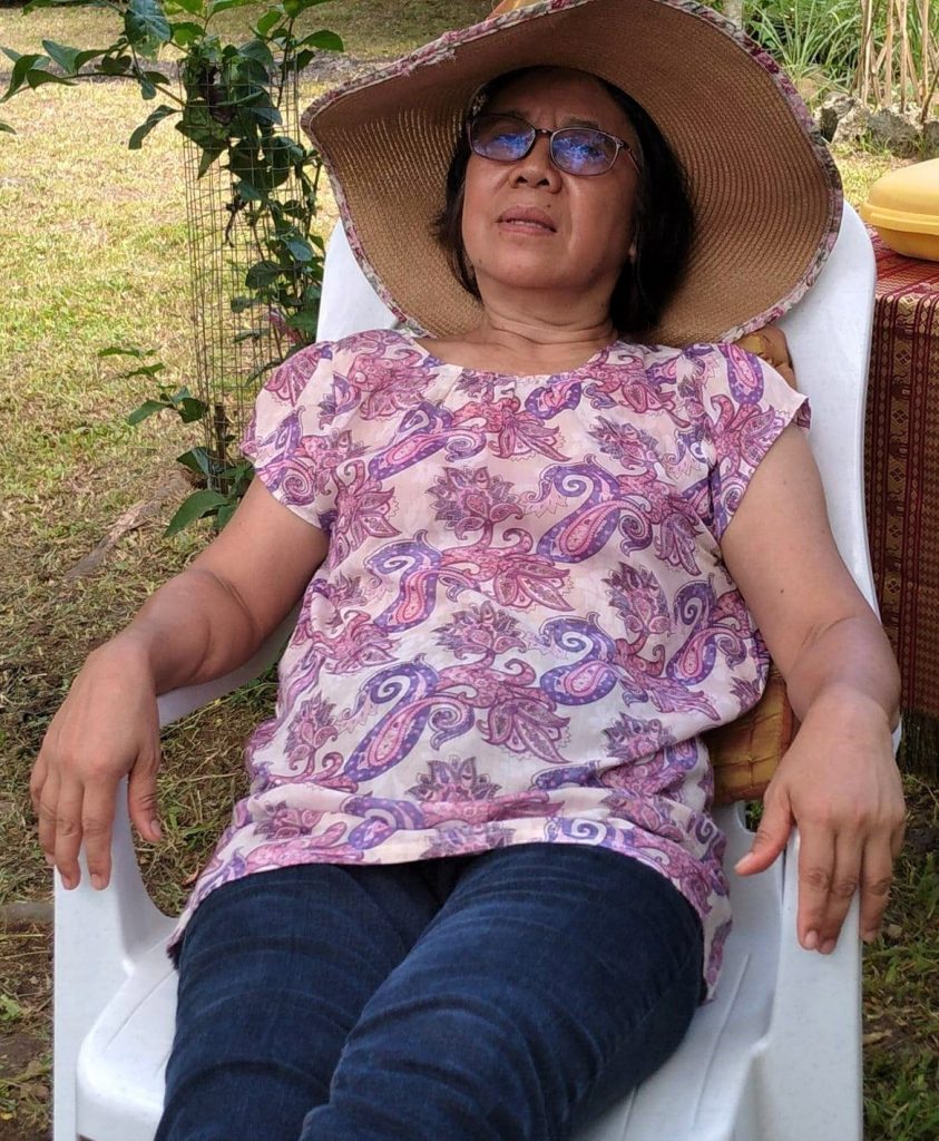 Salome Bulayog relaxing outdoors in Davao City
