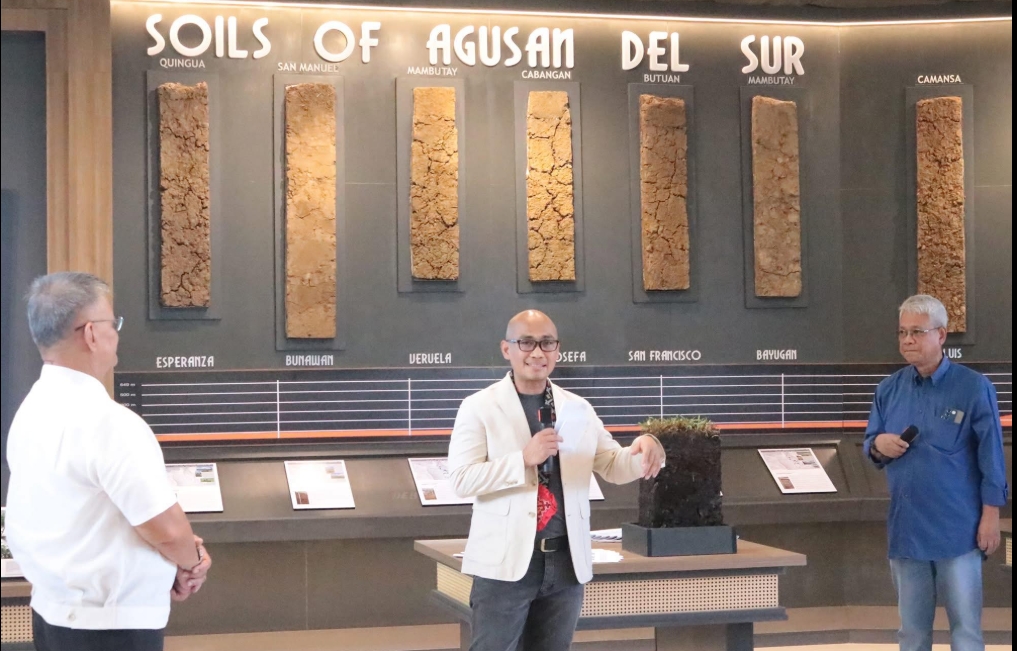 Officials and agricultural experts inside the Agusan del Sur soil testing laboratory facility.