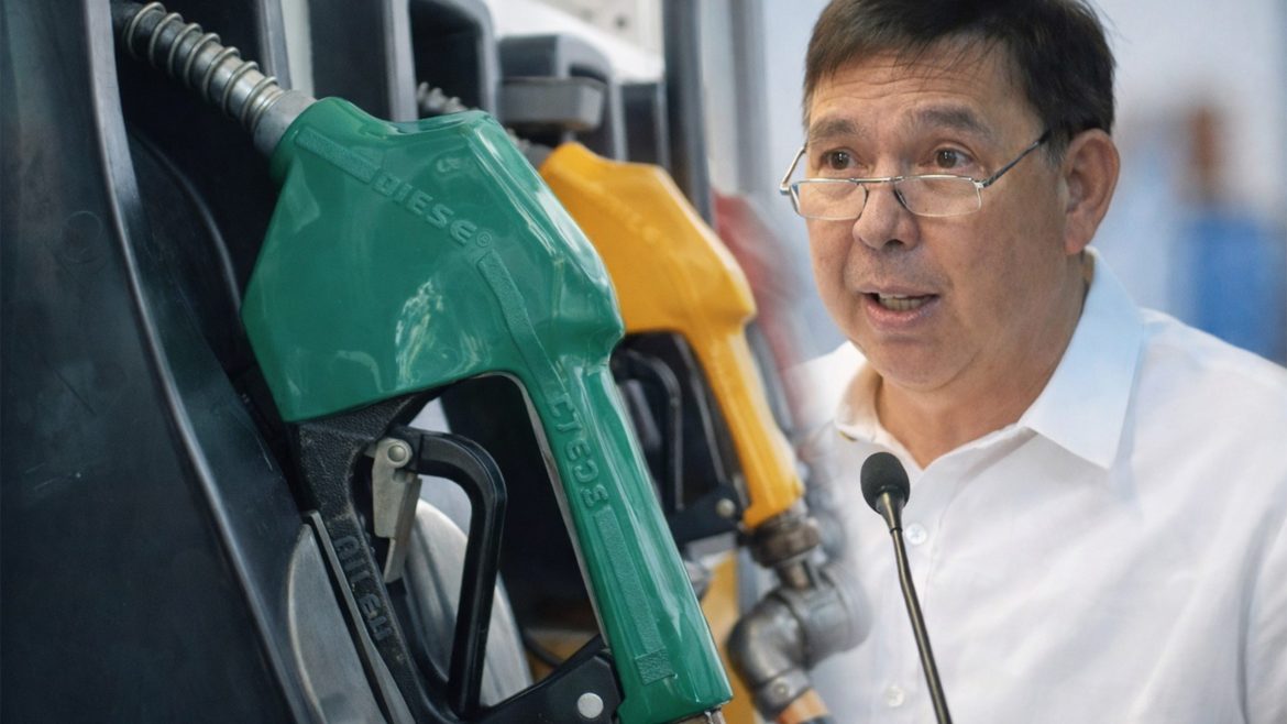 Fuel pump nozzles and Executive Secretary Ralph Recto as 1.04 million barrels diesel Philippines shipment is set to arrive next week