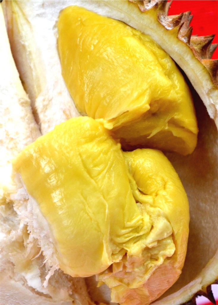davao durian fruit and mangosteen displayed in a local market stall