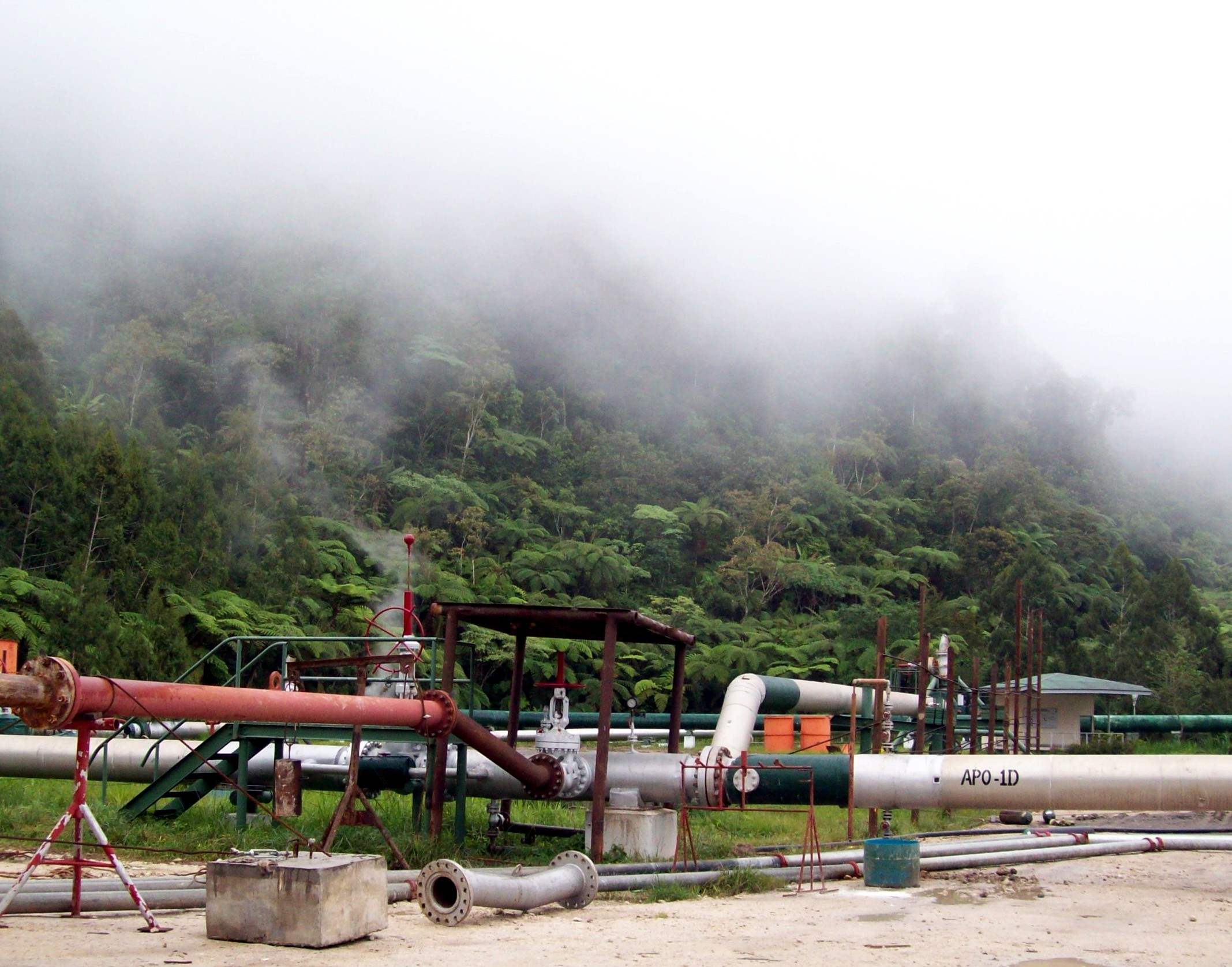 Geothermal power facility in the Philippines generating renewable energy from underground heat