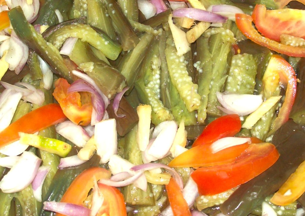 Cooked dish made from Bt talong or genetically modified eggplant developed for pest resistance.