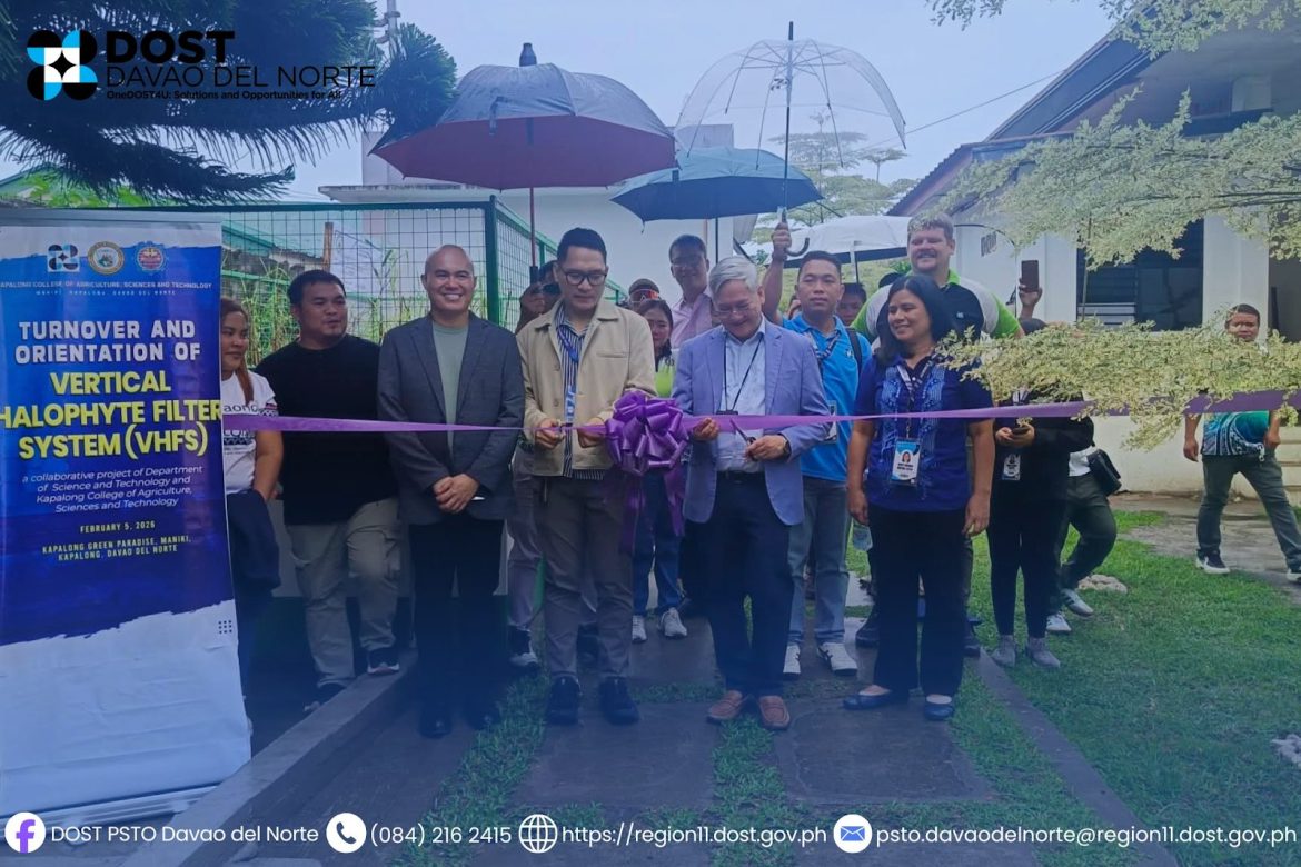 DOST Davao wastewater system turnover ceremony in Kapalong LGU with officials during ribbon cutting