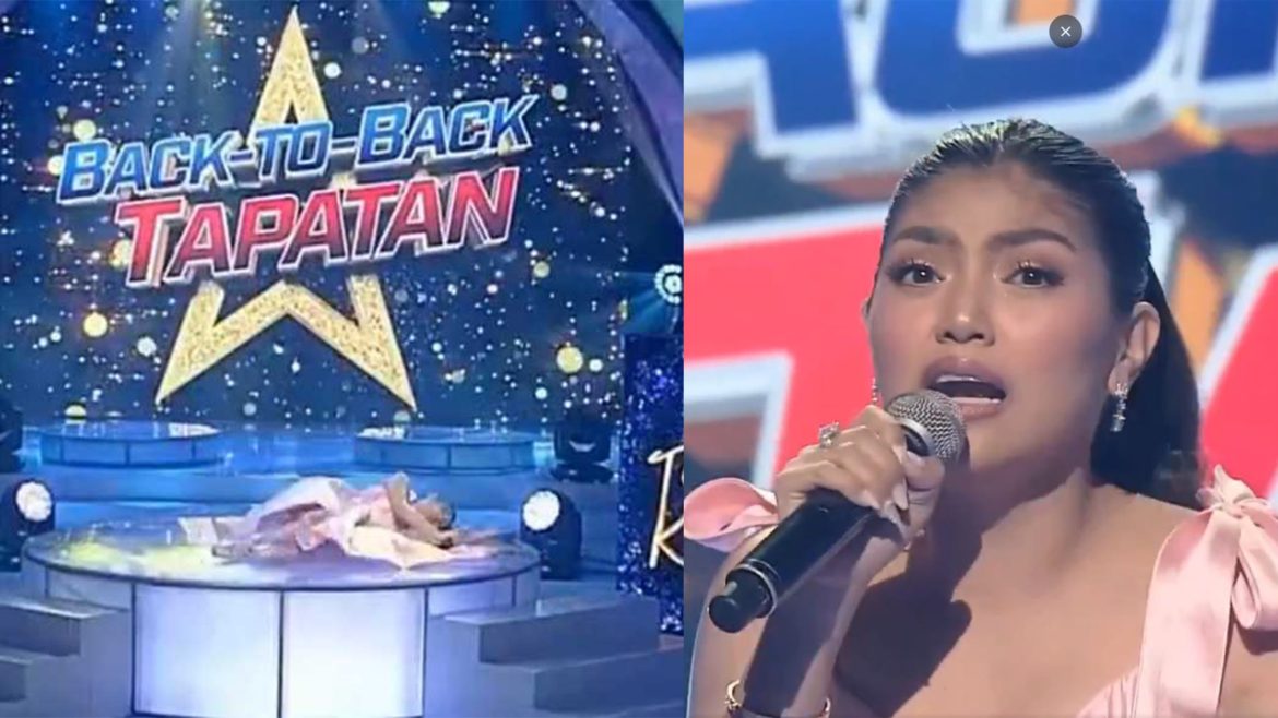 Singer Eula Bautista performs on TiktoClock’s Tanghalan ng Kampeon before collapsing during a live performance.