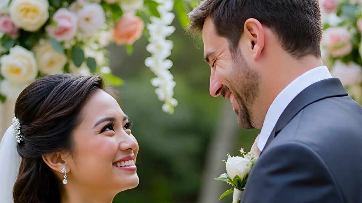 Intercultural wedding between a Filipina bride and a Western groom.