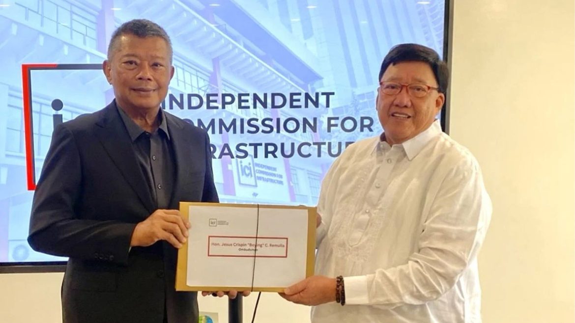 ICI Chairman Andres Reyes turns over documents to Ombudsman Boying Remulla related to infrastructure project investigation