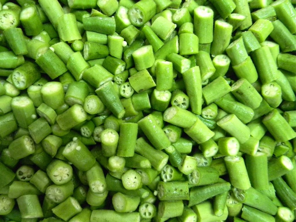 Okra salad mixed with tomatoes onions and fresh vegetables