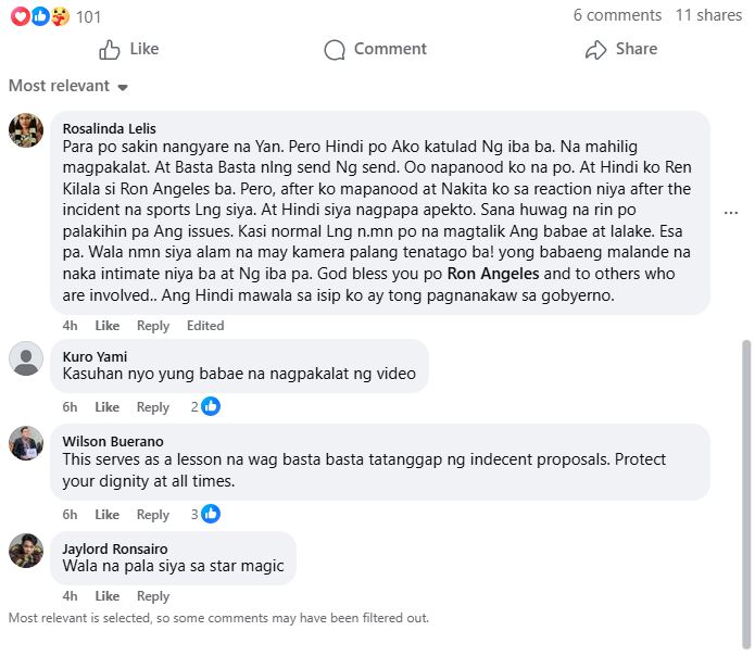 Social media reactions from netizens regarding Ron Angeles leaked videos controversy