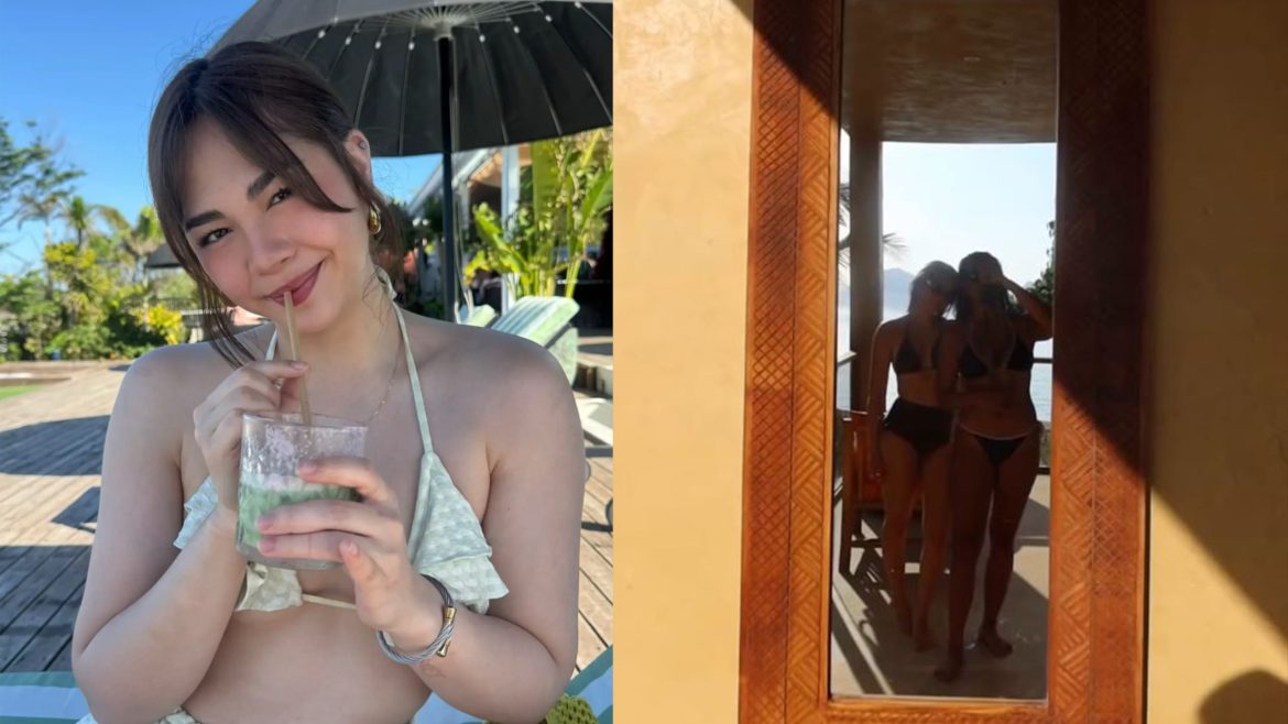 Janella Salvador smiling while holding a drink in a casual setting, amid Klea Pineda Janella Salvador TikTok reply discussions