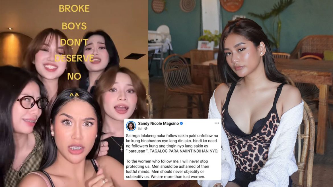 Sandy Nicole Magsino viral quote composite image showing trending post and reactions online