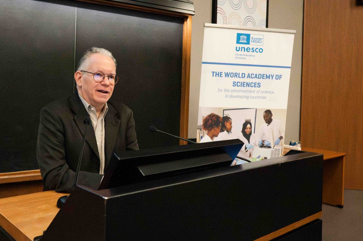 TWAS Executive Director Marcelo Knobel speaks during the climate training workshop