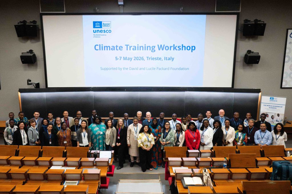 Scientists and organizers pose during the TWAS climate training workshop in Italy
